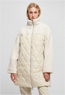Ladies Oversized Sherpa Quilted Coat softseagrass/whitesand