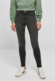 Dámské úzké džíny se středním pasem - černé 