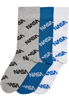 NASA Allover Socks Kids 3-Pack brightblue/grey/white