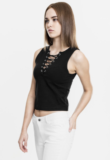 Ladies Lace Up Cropped Top black
