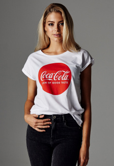 Ladies Coca Cola Round Logo Tee white