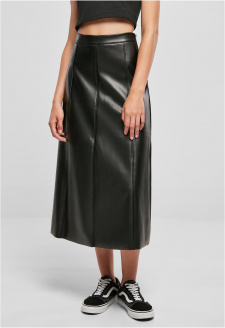 Ladies Synthetic Leather Midi Skirt black