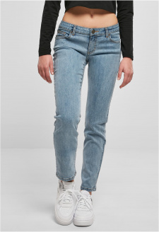 Dámské rovné džínové kalhoty s nízkým pasem - modré