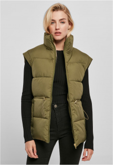 Ladies Waisted Puffer Vest olive