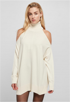 Ladies Cold Shoulder Turtelneck Sweater whitesand
