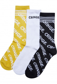 Cringe ponožky 3-balení černá/bílá/žlutá