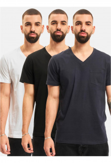 DEF 3-balení trička Barevné černá+bílá+námořnická