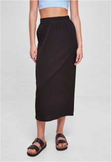 Ladies Rib Jersey Midi Skirt black