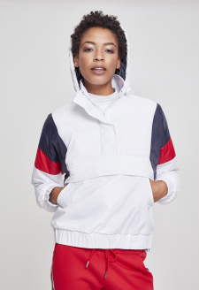Ladies 3-Tone Padded Pull Over Jacket white/navy/fire red