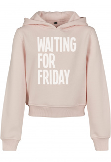 Kids Waiting For Friday Cropped Hoody pink