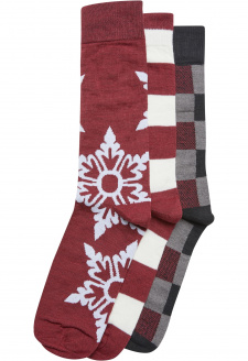 Christmas Snowflakes Socks 3-Pack burgundy