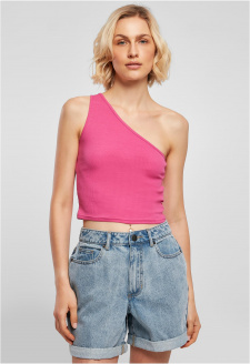 Ladies Cropped Asymmetric Top brightviolet