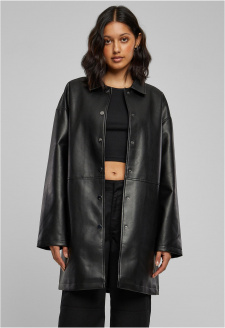 Ladies Faux Leather Coat black