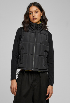 Ladies Reversible Cropped Puffer Vest black/frozenyellow