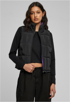 Ladies Reversible Cropped Puffer Vest black/realviolet