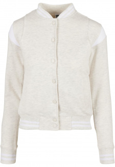 Ladies Inset College Sweat Jacket lightgrey/white