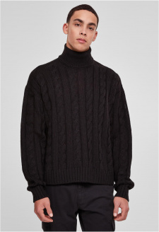 Boxy Roll Neck Sweater black