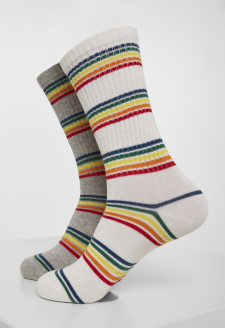 Ponožky Rainbow Stripes 2-Pack šedá/bílá
