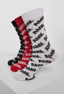 AMK Allover Socks 3-Pack black/red/white