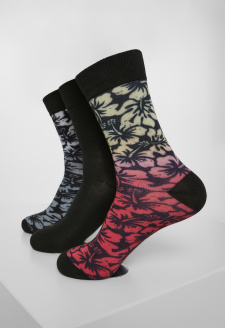 Květinové ponožky 3-balení černá/šedá/červená