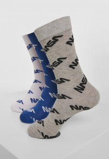 NASA Allover Socks 3-Pack blue/grey/white