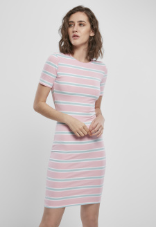 Dámské Stretch Stripe Dress dívčí růžová/oceánská modrá
