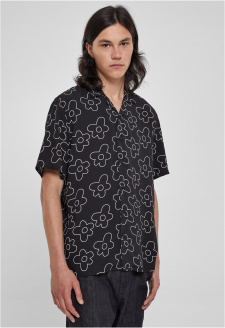 Viskózová košile AOP Resort blackflower