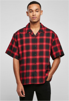 Volná károvaná rekreační košile černo/červená