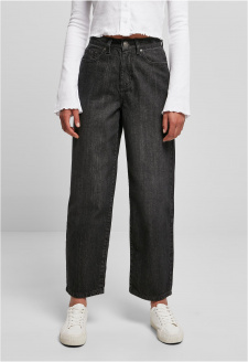 Dámské džínové kalhoty s vysokým pasem - černé