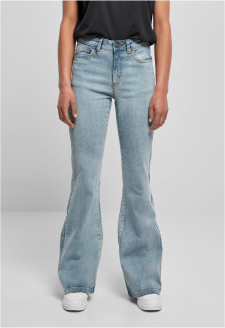 Dámské džínové kalhoty s vysokým pasem - světle modré