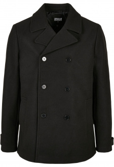 Klasický černý kabát Pea Coat