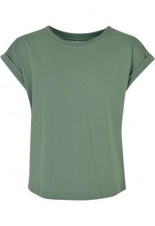 Dívčí organické šalvějové tričko s prodlouženým ramenem