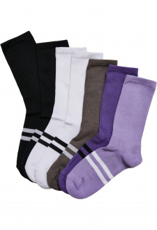 Ponožky s dvojitými proužky, 7 balení, vícebarevné