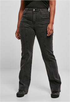 Dámské džíny s vysokým pasem a rovným rozparkem - černé