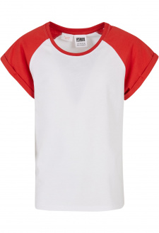 Dívčí kontrastní raglánové tričko bílé/velké