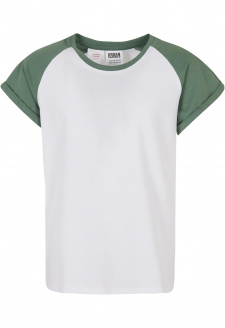 Dívčí kontrastní raglánové tričko bílé/šalvějové
