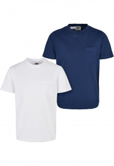Chlapecké tričko Basic z organické bavlny, 2 balení, bílá/tmavě modrá