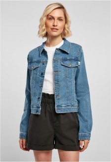 Dámská organická džínová bunda čirá modrá sepraná