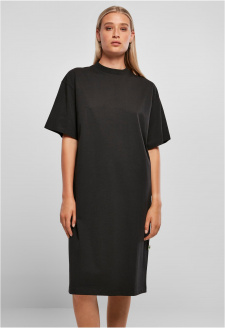 Dámské organické dlouhé oversized triko šaty černé