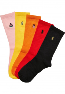 Ovocné vyšívací ponožky 5-balení vícebarevné