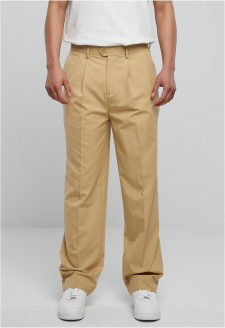 Rovné plisované kalhoty v béžové barvě
