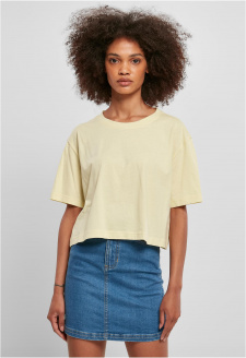 Dámské krátké oversized tričko měkké žluté barvy