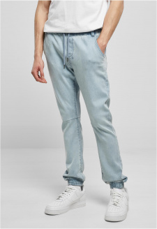 Pletené džínové kalhoty Jogpants zapalovač vyprané
