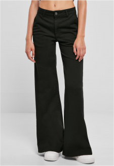 Dámské kalhoty Chino s vysokým pasem a širokými nohavicemi černé barvy