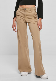 Dámské Chino kalhoty s vysokým pasem a širokými nohavicemi unionbéžové