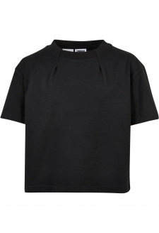 Dívčí organické oversized plisované tričko černé