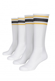 Ponožky s dlouhým proužkem 2 balení - bílé/žluté/černé