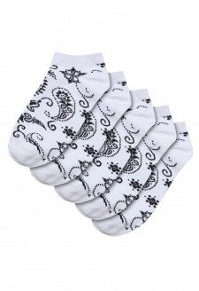 Bandana Pattern No Show Socks 5-Pack white