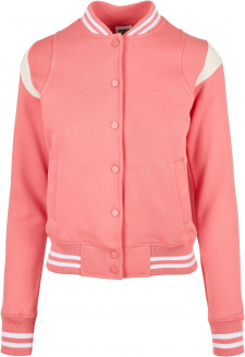 Dámská insetová bunda College Sweat Jacket světle růžová/bílá písková