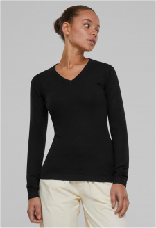 Dámský pletený svetr s výstřihem do V černé barvy